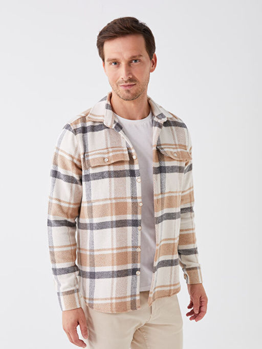 Regular Fit Uzun Kollu Ekose Gabardin Erkek G?mlek