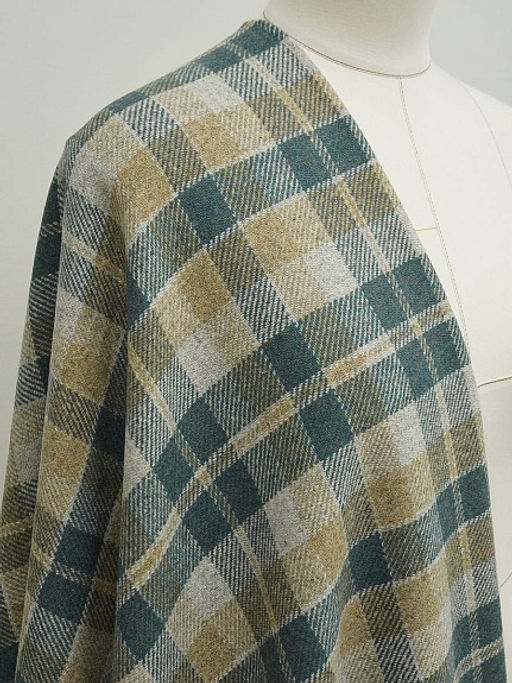 Шерсть пальтово-костюмная Твид Клетка цв.морская волна, ш.1.45м, шерсть-50%, п/э-50%, 390гр/м.кв - Купава фото 6