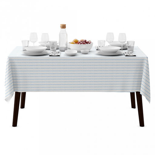 Скатерть 220х145см "Марина Дор" полоса, длина стола до 180см, на 8-10 персон, рогожка, хлопок "Премиум" 186г/м2, упаковка классическая 28х41см, "Домашняя мода" (Россия)