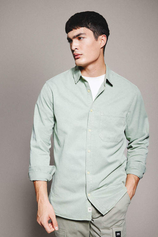 Хлопковая рубашка с длинными рукавами и воротником поло стандартного кроя - Defacto фото 3