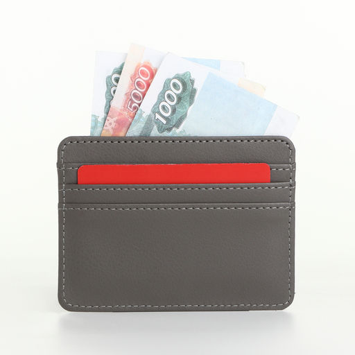 Картхолдер, на 3 карты, отделение для купюр, серый