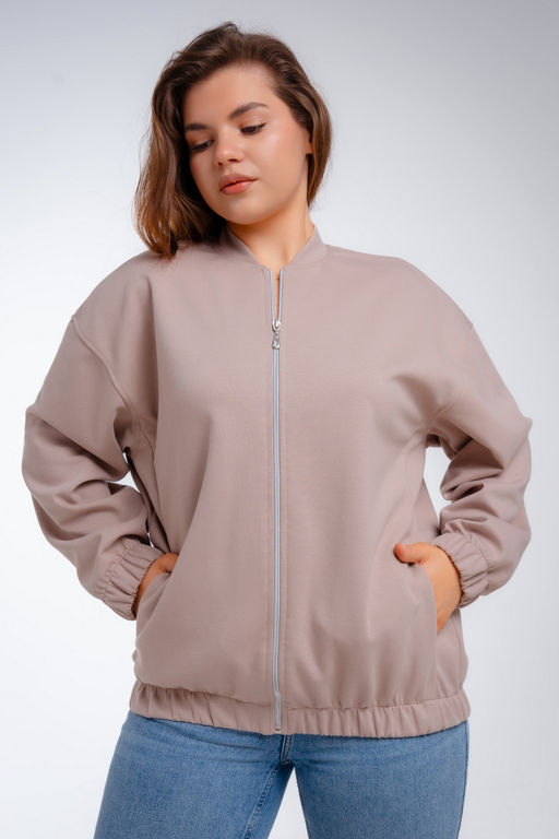 Бомбер из коттон фита какао макси - Амадэль фото 19