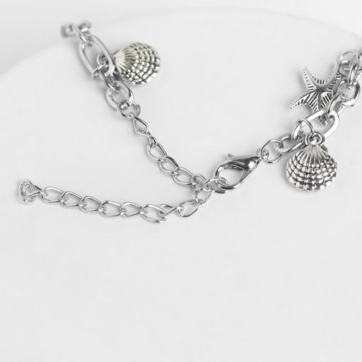 Браслет на ногу «Морские знаки» цвет серебро, L=22 см