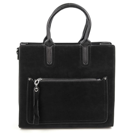 Женская сумка тоут из эко кожи и замши А-425-1 Блек - Cidirro фото 2