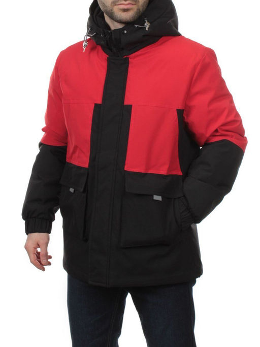 8875 BLACK RED Куртка мужская зимняя облегченная (130 гр. холлофайбер)