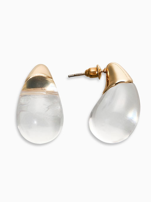 Цена за 2 шт. Серьги "Капли Бо", цвет прозрачный белый в золоте