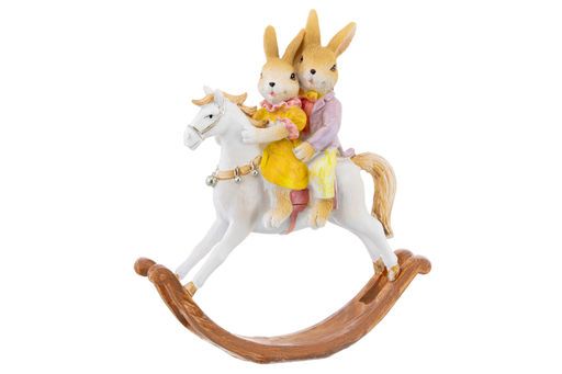 Фигурка декор. 13*4*14,5 см Кролики на лошадке-качалке - Elan gallery фото 6