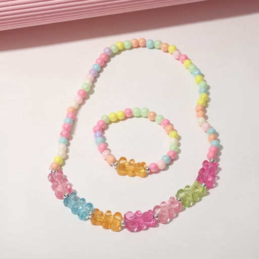 Цена за 2 шт. Набор детский «Выбражулька» 2 предмета: бусы, браслет, мармеладные мишки, d=5 см цветной