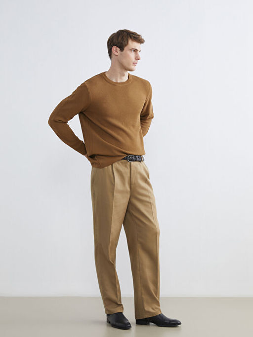 Bisiklet Yaka Kareli Erkek Triko Kazak