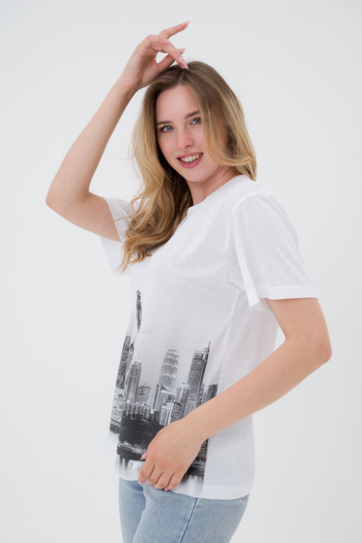 Футболка из кулирки унисекс Город белый - Амадэль фото 6