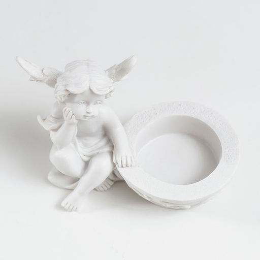 Подсвечник полистоун Белоснежный ангел в раздумьях 7,5х9,8х6 см - Simaland фото 5
