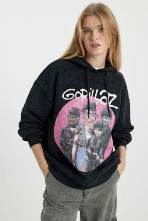 Coool One Piece Oversize Genis Kal?p Kapusonlu Soluk Y?kama Efektli Kal?n Sweatshirt