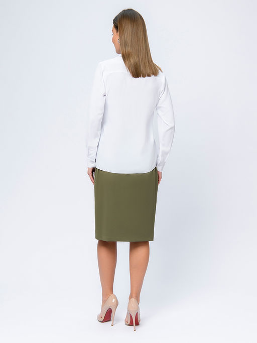 УЦЕНКА. Блуза белая с отложным воротником и длинными рукавами - 1001dress фото 3