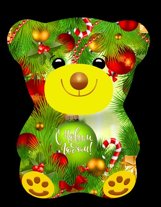 Черный дракон. Новый год. Медвежонок Новогодний (зеленый) 50 гр. жест.банка
