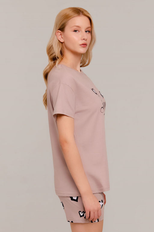 Арт. 9159 Пижама с шортами 42-50 (5 шт) Цвет:бежевый - Калинка фото 4