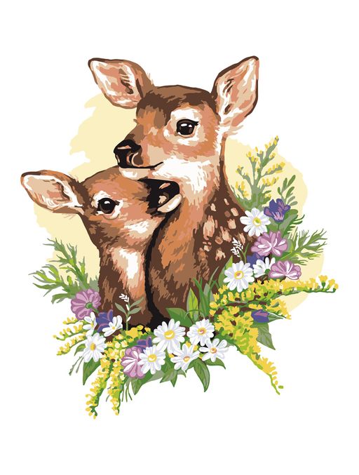 ФРЕЯ PNB/PM-017 Набор для раскрашивания по номерам 40 х 30 см Оленята в цветах