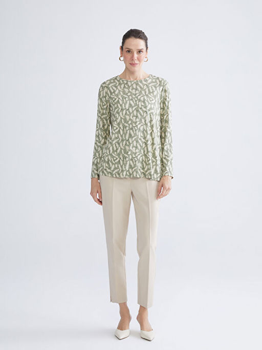 Bisiklet Yaka Desenli Bluz