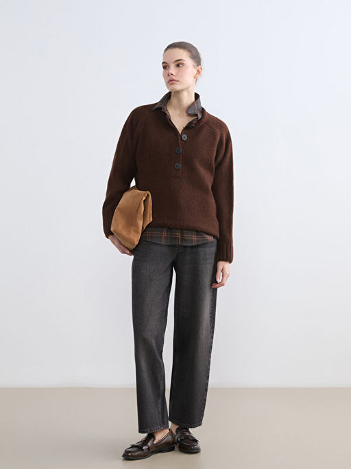 Bisiklet Yaka Kad?n Triko Kazak