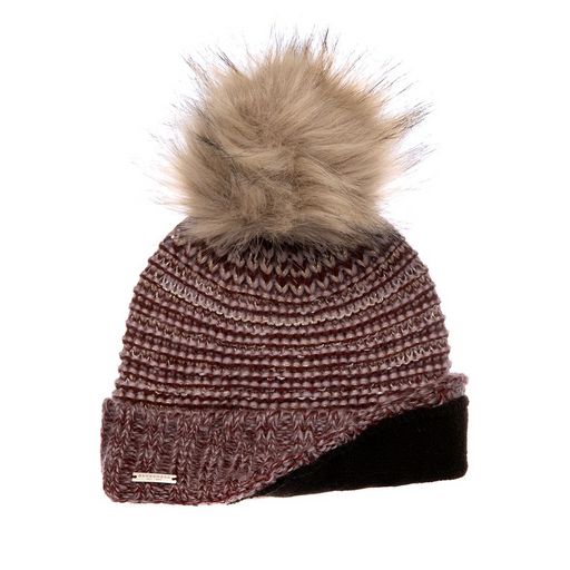 Шапка SEEBERGER арт. 18242-1 POMPOM BEANIE (бордовый / ярко-розовый)