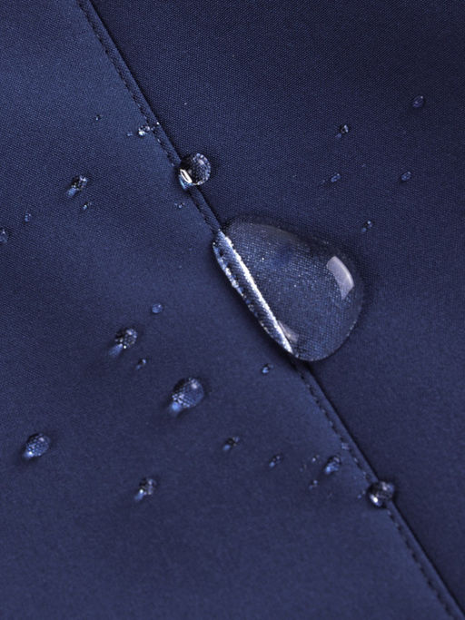 Парка женская софтшелл виндстоппер удлинённая с капюшоном темно-синего цвета 9618_1TS