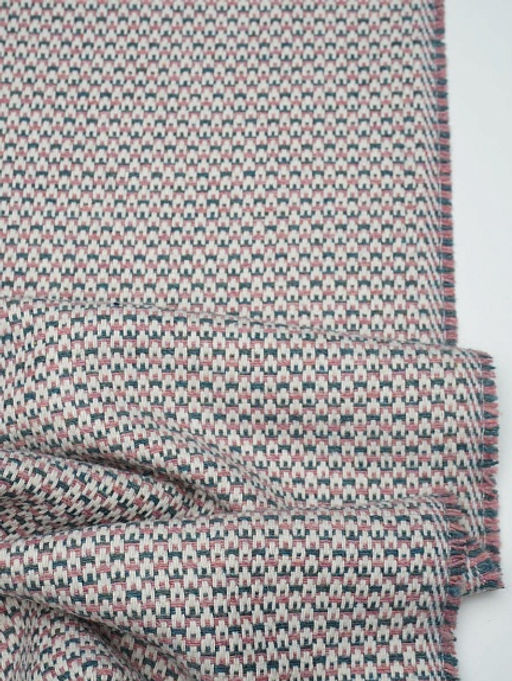 Шерсть пальтово-костюмная Твид Букле цв.молочный/розовый, ш.1.55м, шерсть-50%, п/э-50%, 430гр/м.кв - Купава фото 3