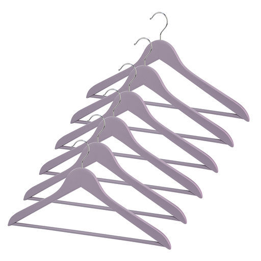 Набор вешалок дерев., 6 шт., прямых, с переклад., 44.5*23*1.2 см, цвет сиреневый, LAV, шт - Valiant фото 18