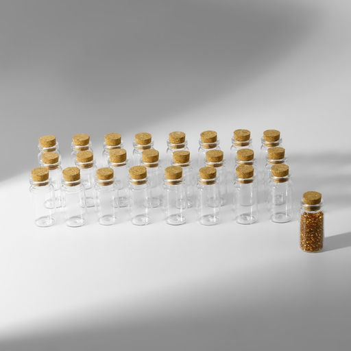 Набор баночек для хранения бисера, d=2×4 см, 25 шт., в контейнере, 11×11×5 см