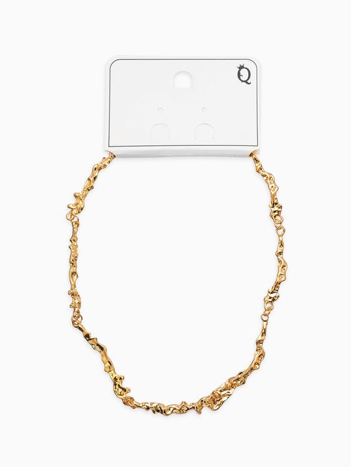Колье Мятое тонкое, 35 см, цвет золото