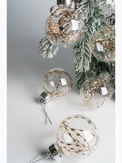 Ёлочные игрушки Джотто, шары новогодние, d=6 см, набор 6 шт., золото прозрачный - Зимнее волшебство фото 6