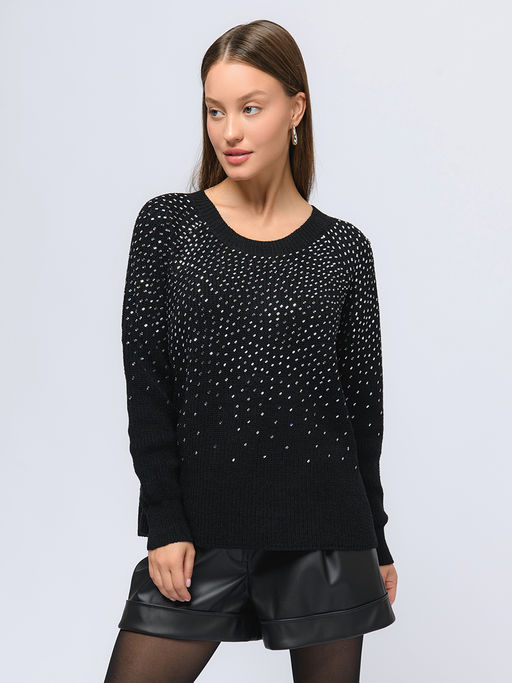 Джемпер черного цвета с декоративной отделкой - 1001dress фото 2