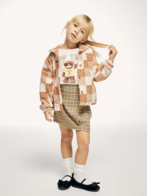 Beli Lastikli Kazaya?? Desenli K?z ?ocuk Etek