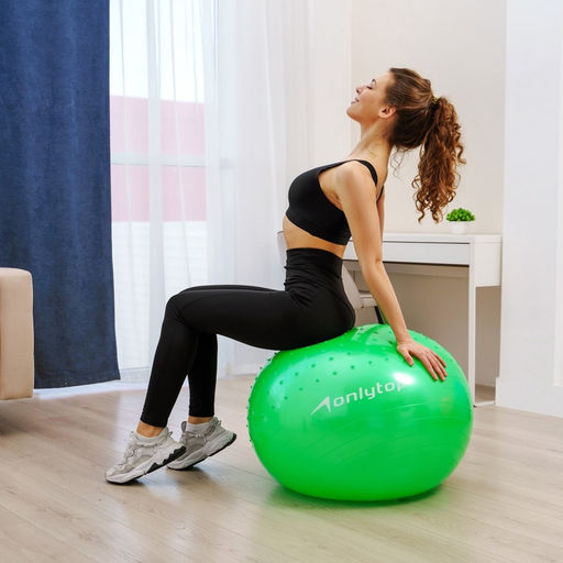 Фитбол ONLYTOP d=65 см, 1000 г, полумассажный, МИКС