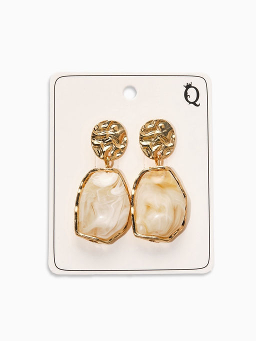 Серьги "Стиль камня", цвет белый в золоте