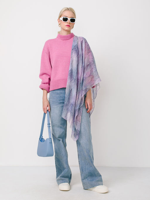 Большой, мягкий, тонкий и очень нежный двусторонний палантин с рисунком в стиле арт-деко - Tantino фото 2