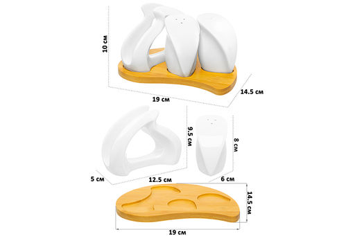 Набор для специй Elan Gallery Кристалл фарфор 3 предмета на подставке 19×14,5×10 см  фото 2