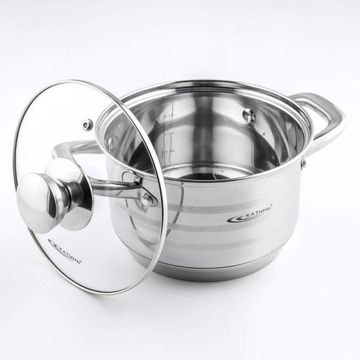 Кастрюля Катунь «Элис», 2.5 л, d=18 см, с крышкой, капсульное дно, индукция, нержавеющая сталь, AISI - 201, хромированная