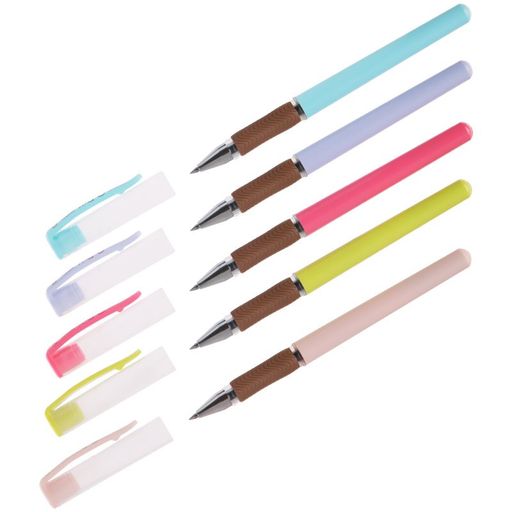 Ручка шар. Crown "Quick Dry" (AT-2020) с быстросохнущими чернилами, синяя, 0.7мм, анибактер. грип, корпус цветной ассорти