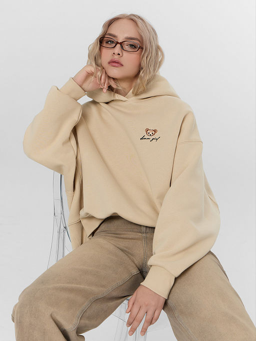 Теплое худи женское бежевое с начесом