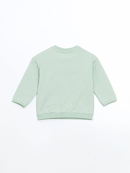 Bisiklet Yaka Bask?l? Erkek Bebek Sweatshirt ve E?ofman Alt 2li