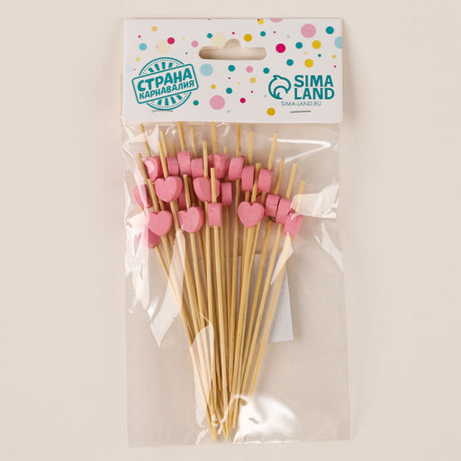 Шпажки для канапе Сердечки, набор 24 шт.