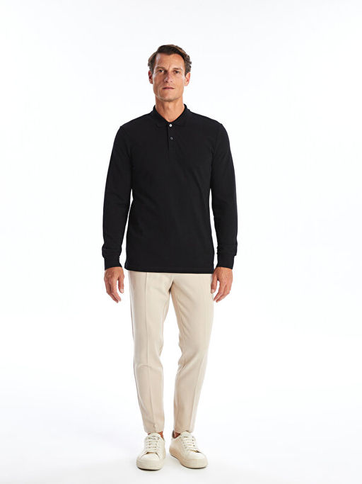 Polo Yaka Uzun Kollu Pike Erkek Ti??rt