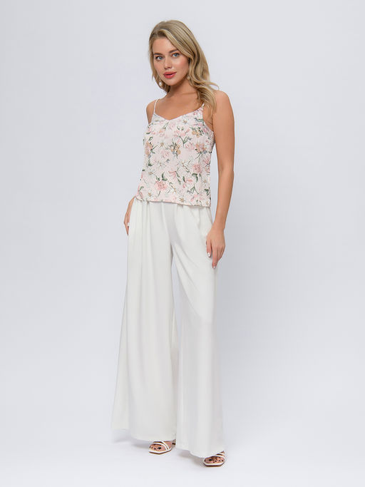 Топ розовый с принтом на бретелях - 1001dress фото 2