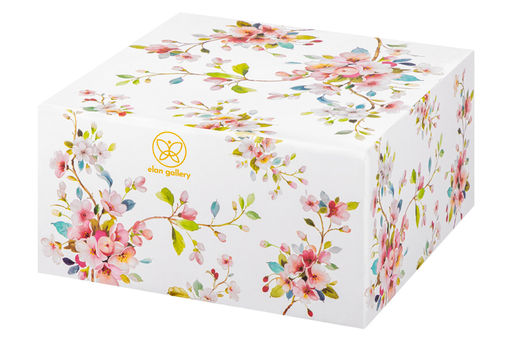 Блинница 23*23*9,5 см "Яблоневый цвет на белом" фарфор NEW BONE CHINA