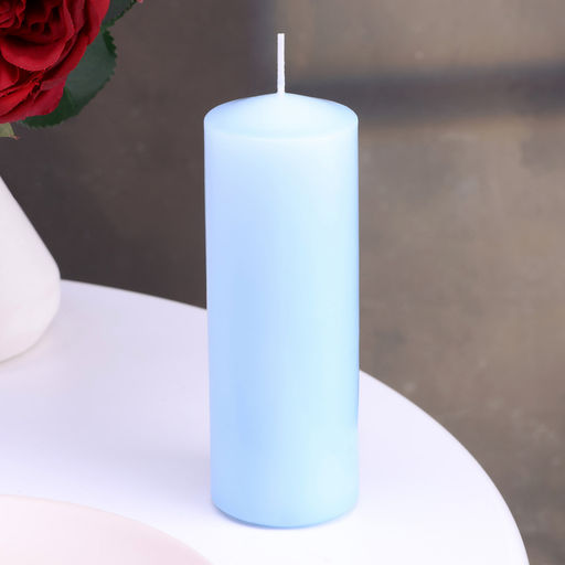 Цена за 2 шт. Свеча - цилиндр, 5х15 см, голубая лакированная, 14 ч