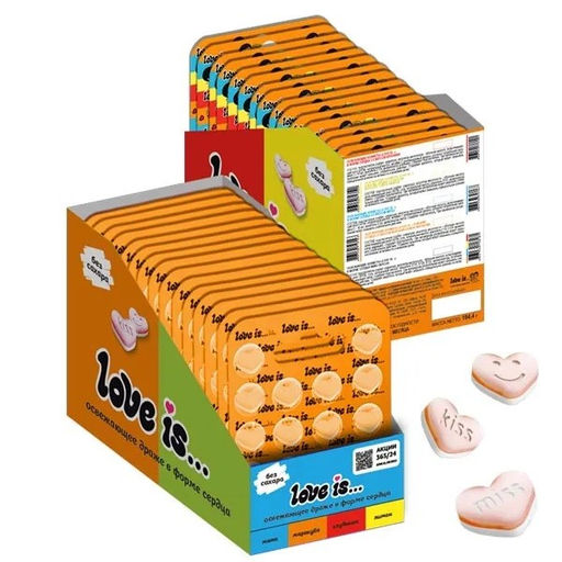 Освежающие конфеты "LOVE IS..." в форме сердца, со вкусом морской соли и маракуйи, 18шт, в блистере