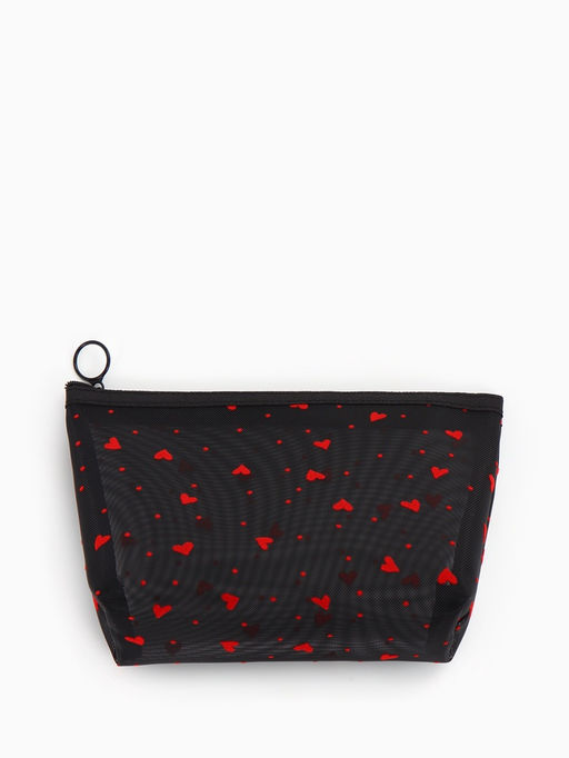 Косметичка дор Сердца, сетка 17*6,5*13,5, отд на молнии, черный