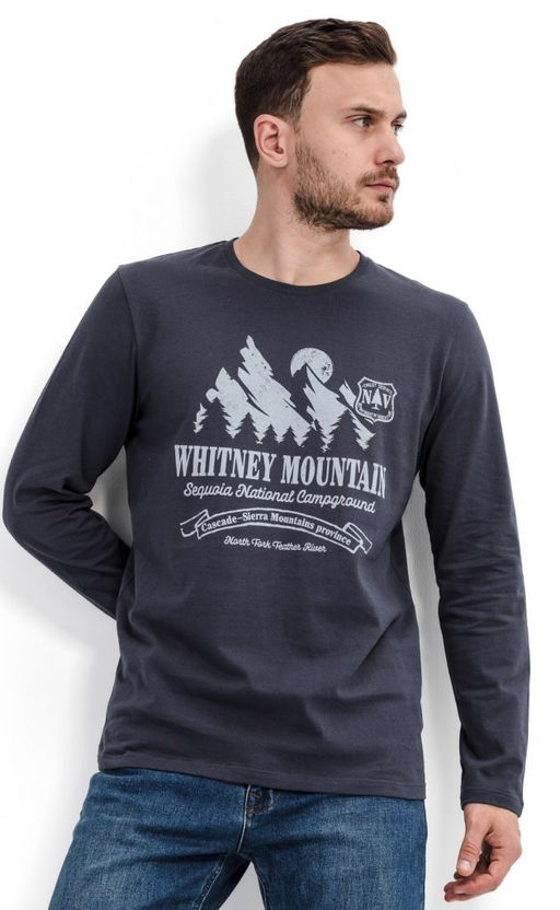 Лонгслив мужской с принтом F111-1001-332 темно-серый - Fine joyce фото 2