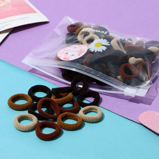 Цена за 3 шт. Резинки для волос «Махрушка», набор 80 шт., нежность, 2.5 см, коричневые