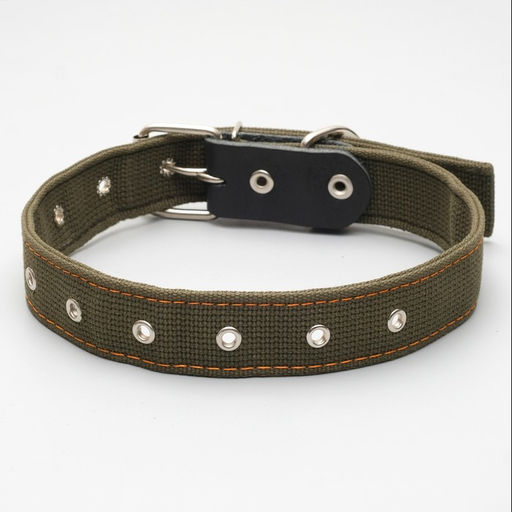 Ошейник брезентовый безразмерный двухслойный, 72 х 3,5 см, ОШ 45-60 см, хаки - Пижон фото 2