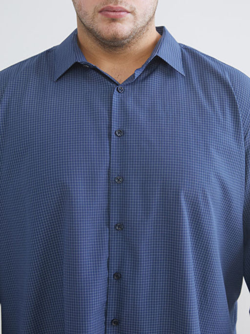 B?y?k Beden Regular Fit Uzun Kollu Ekose Erkek G?mlek